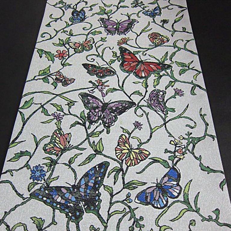 新品未仕立 西陣織高級六通柄袋帯 エミール・ガレ 蝶の作品をモチーフにの画像3