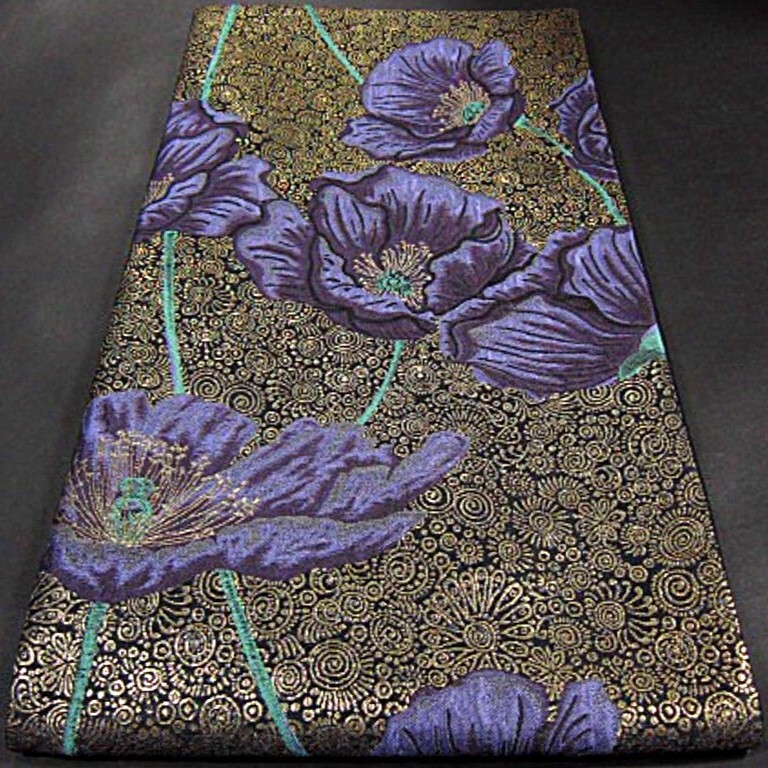 新柄 新品未仕立 西陣織六通柄高級袋帯 アールヌーヴォーの花 の画像4