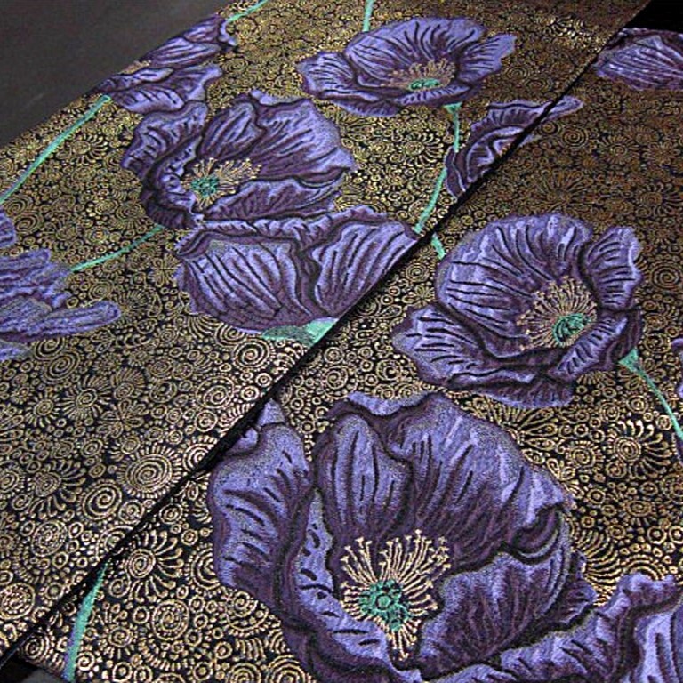 新柄 新品未仕立 西陣織六通柄高級袋帯 アールヌーヴォーの花 の画像6