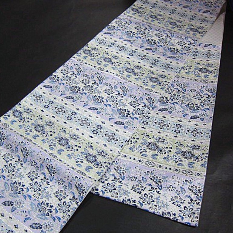 新品未仕立 西陣織高級六通柄袋帯 ２４００織 藍染 小粋な御洒落にの画像4