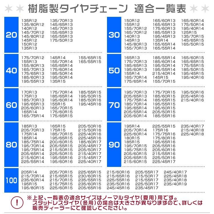 タイヤチェーン 非金属 スノーチェーン ジャッキアップ不要 簡単装着 チェーン 車 雪道 155/65R14 など 1セット(タイヤ2本分) 30サイズ_画像6