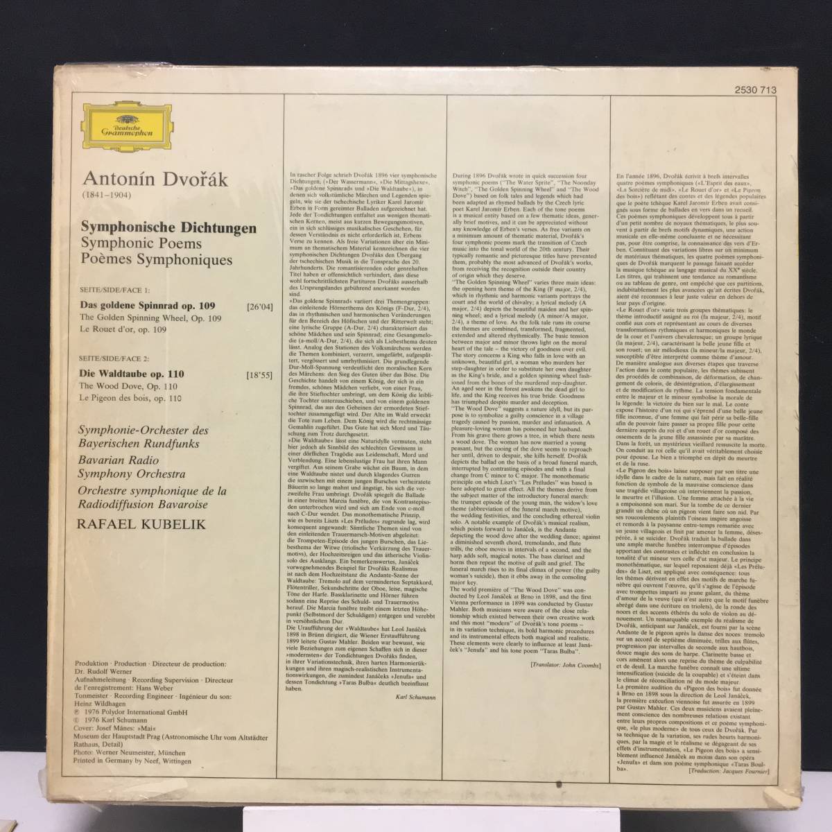 ◆ Antonin Dvorak, Rafael Kubelik ◆ Symphonic Poems ◆ 独 Grammophon_画像2