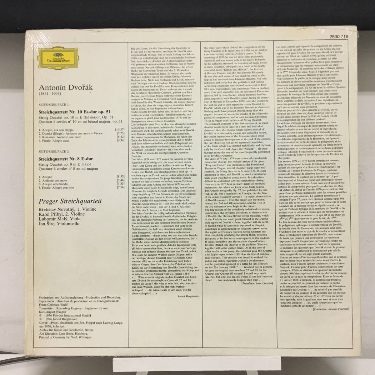 ◆ ストリングス ◆ Antonin Dvrok ◆ String Quartets No.8 No.10 ◆ 独盤 Grammophon_画像2