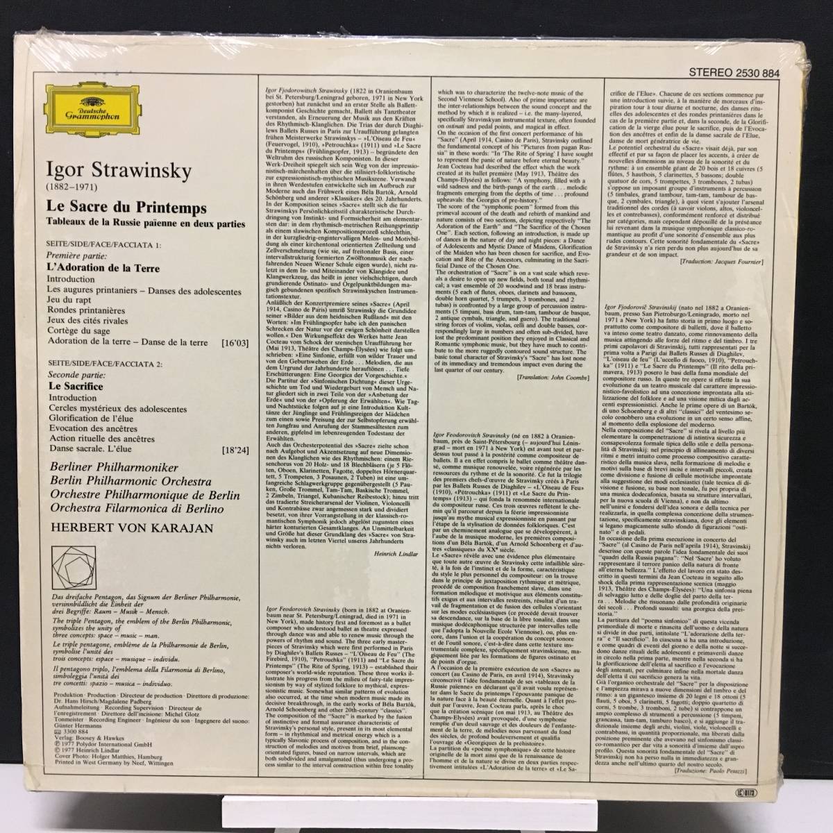 ◆ Igor Strawinsky ◆ Berliner Philharmoniker ◆ herbert Von Karajan ◆ 独盤 Grammophon_画像2