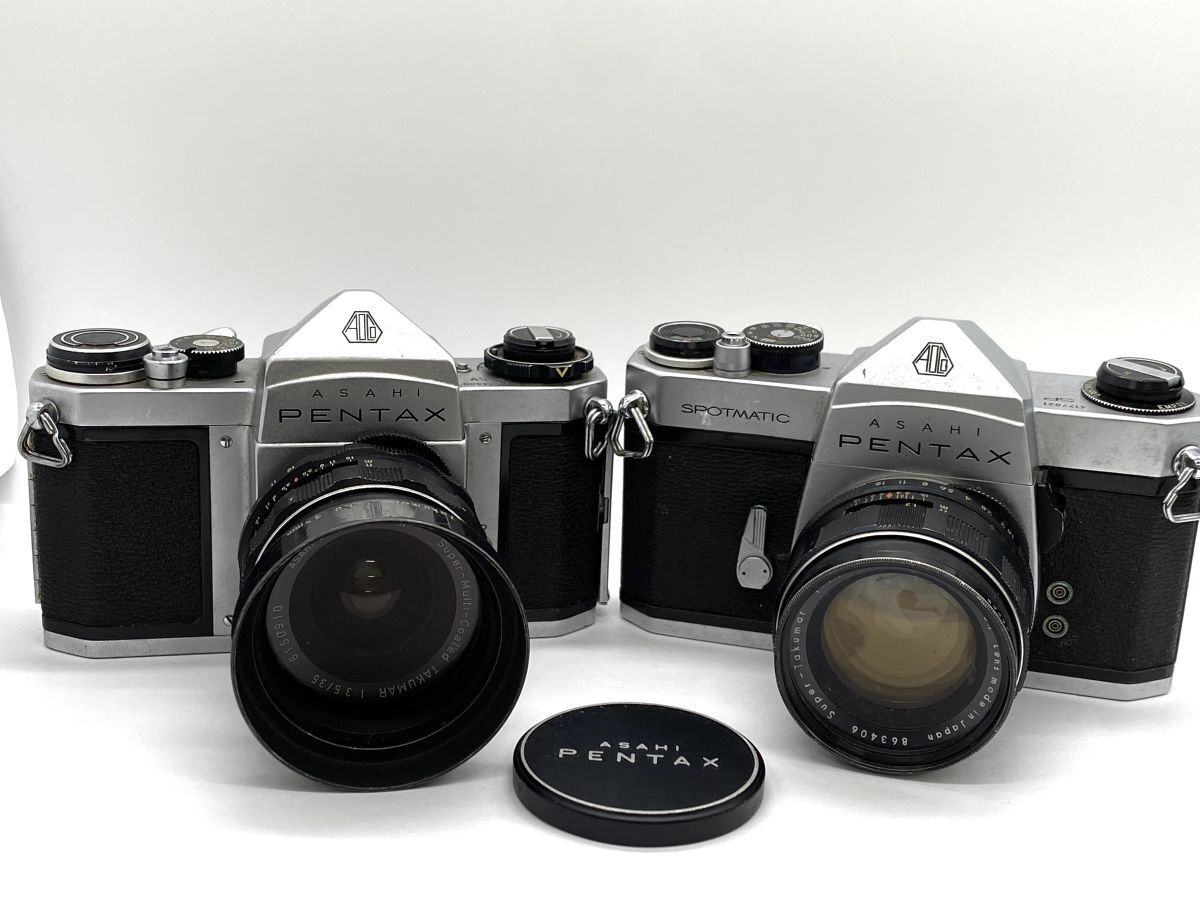 【E350】レトロカメラ ASAHI PENTAX ペンタックス 2台セット 一眼レフ フィルムカメラ SP/SV 現状 ジャンク扱いの画像1