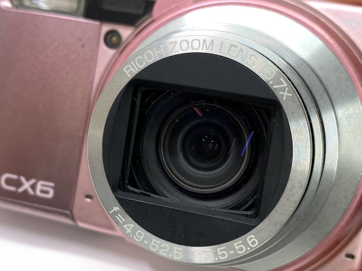 【E348】RICOH/リコー CX6 コンパクトデジタルカメラ/デジカメ ピンク系 充電器 バッテリー付き 動作確認済み bの画像3
