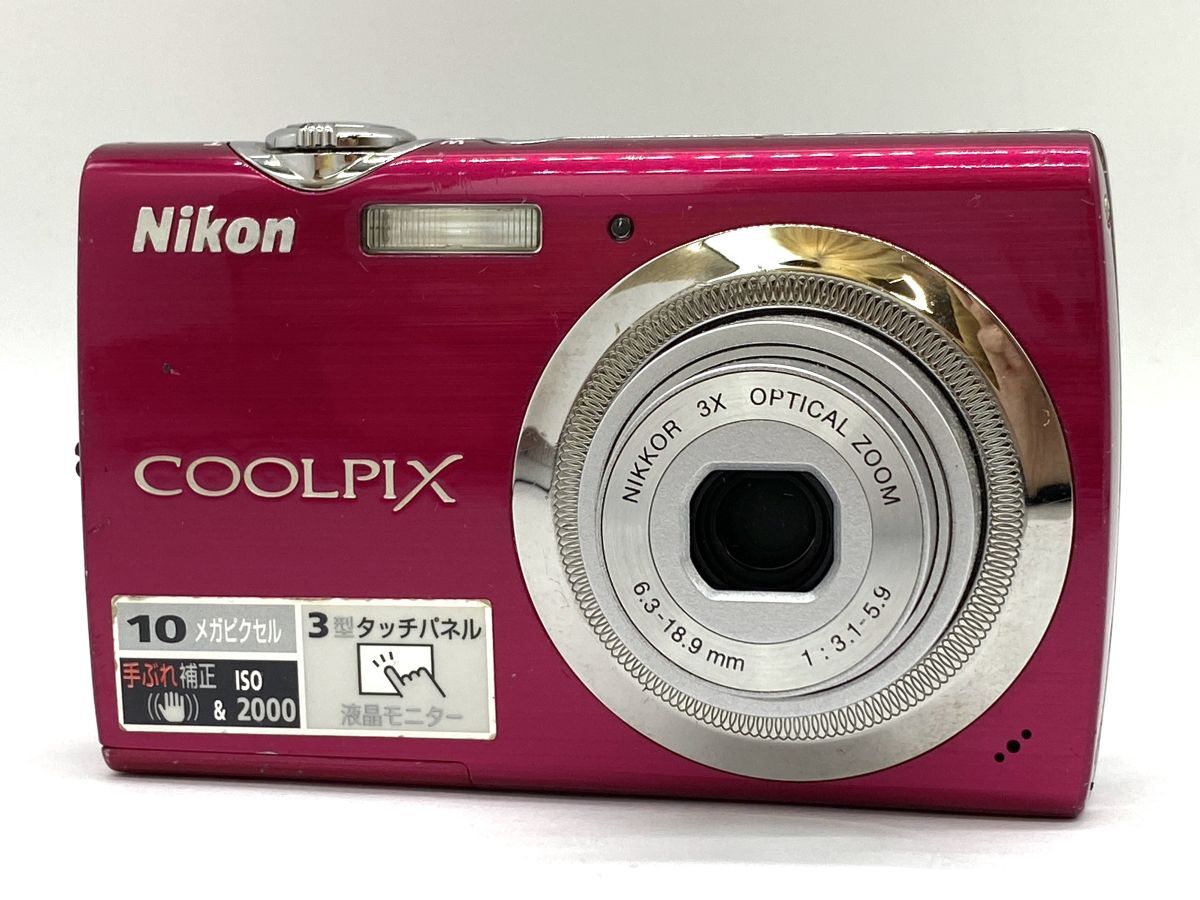 【E380】Nikon/ニコン COOLPIX S230 ローズレッド クールピクス コンパクト デジカメ 充電器 バッテリーセット 動作確認済み_画像2