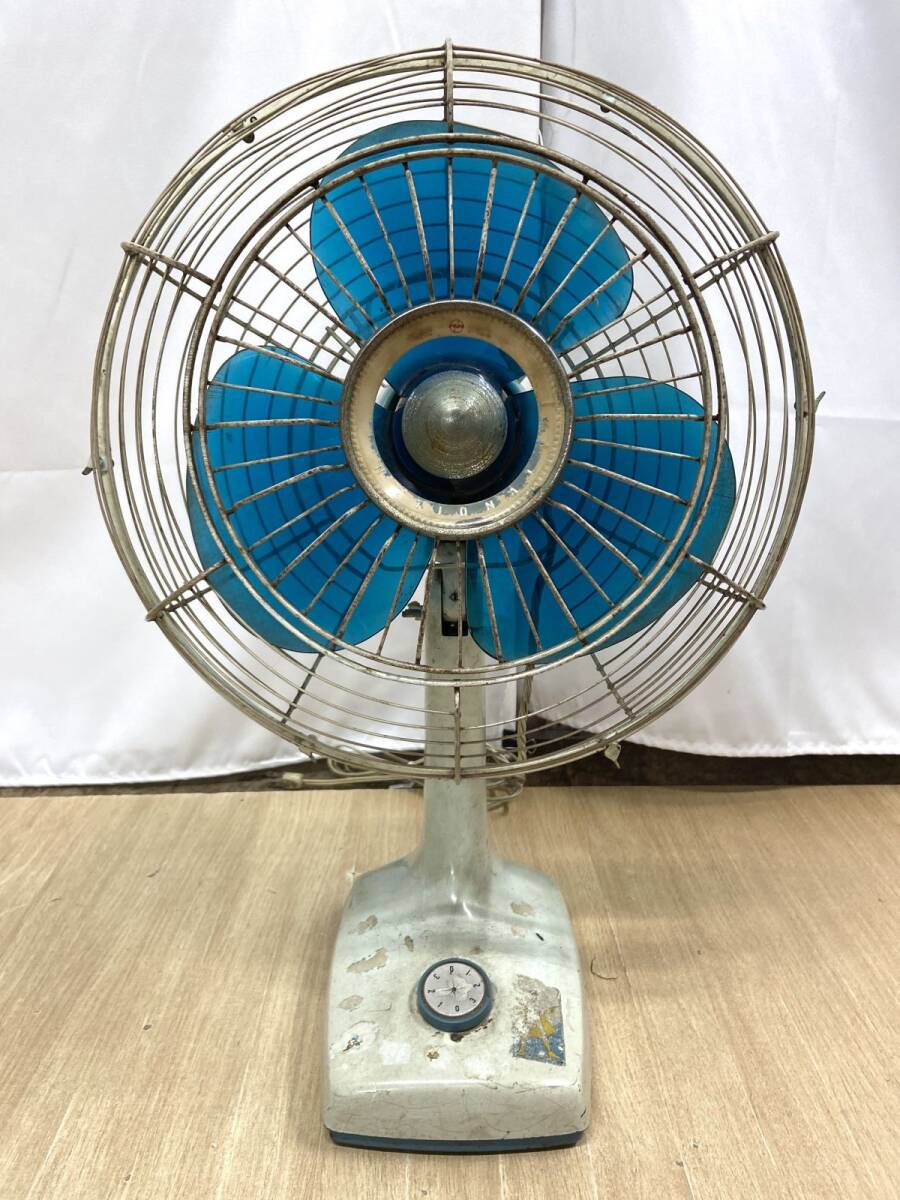 【E261】動作品 レトロ扇風機 National ナショナル ELECTRIC FAN 30BC 3枚羽根 青 高さ約59cm 昭和レトロ ヴィンテージ 当時物 bの画像1