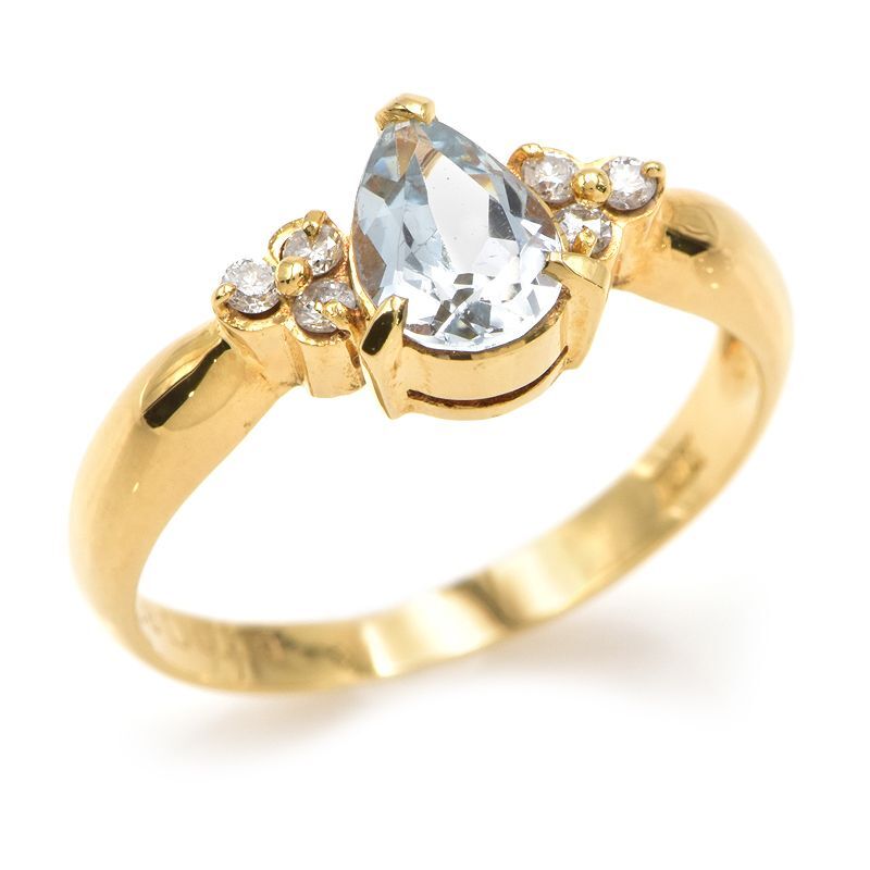 13600円 0.58ct天然アクアマリンリング 11号 K18YG 合計0.09ct 13600円 0.58ct天然アクアマリンリング 11号 K18YG 合計0.09ct