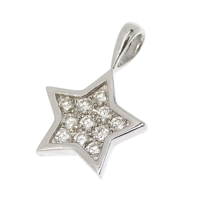 Aifny Eleven Star Size Size Diamond K18WG Новая готовая подвесная подвеска из белого золота. Используется бесплатная доставка