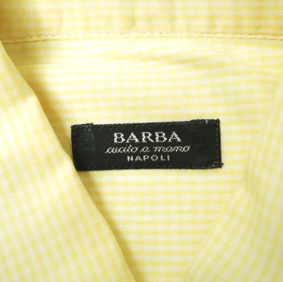 BARBA バルバ イタリア製 ギンガムチェックBDシャツ 23-11-1019-607 14 1/2(37) イエロー 長袖 ボタンダウン トップス g16071_画像3