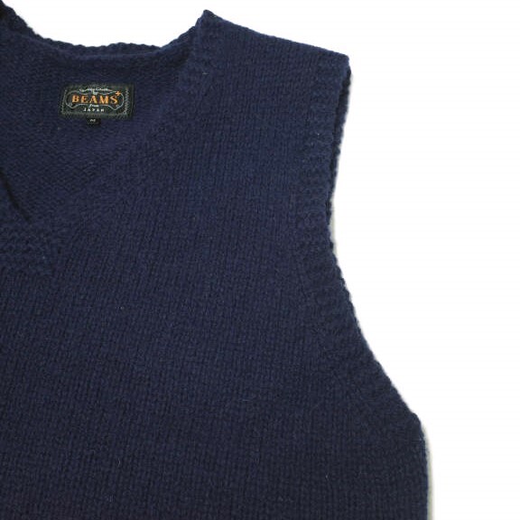 BEAMS PLUS ビームスプラス Military Knit Vest ミリタリーニットベスト 11-05-0090-048 M NAVY セーター Vネック プルオーバー g16349_画像5