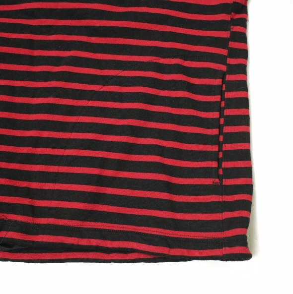 Engineered Garments エンジニアードガーメンツ Long Sleeve Hoody - Stripe 裏毛 ボーダースウェットプルオーバーパーカー S RED/BLACK_画像7
