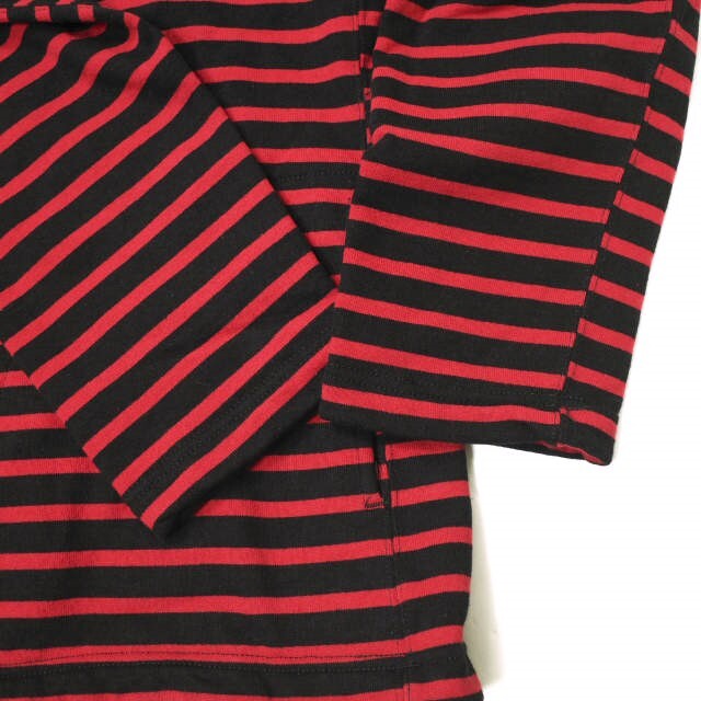 Engineered Garments エンジニアードガーメンツ Long Sleeve Hoody - Stripe 裏毛 ボーダースウェットプルオーバーパーカー S RED/BLACK_画像6