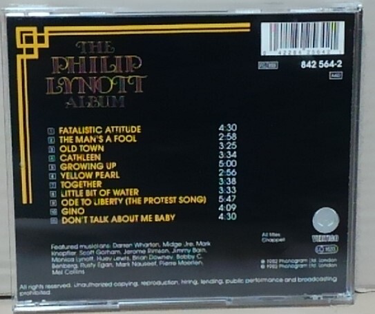 【CD】PHILIP LYNOTT / THE PHILIP LYNOTT ALBUM■旧規格西ドイツ盤/8420564-2■THIN LIZZY_画像2