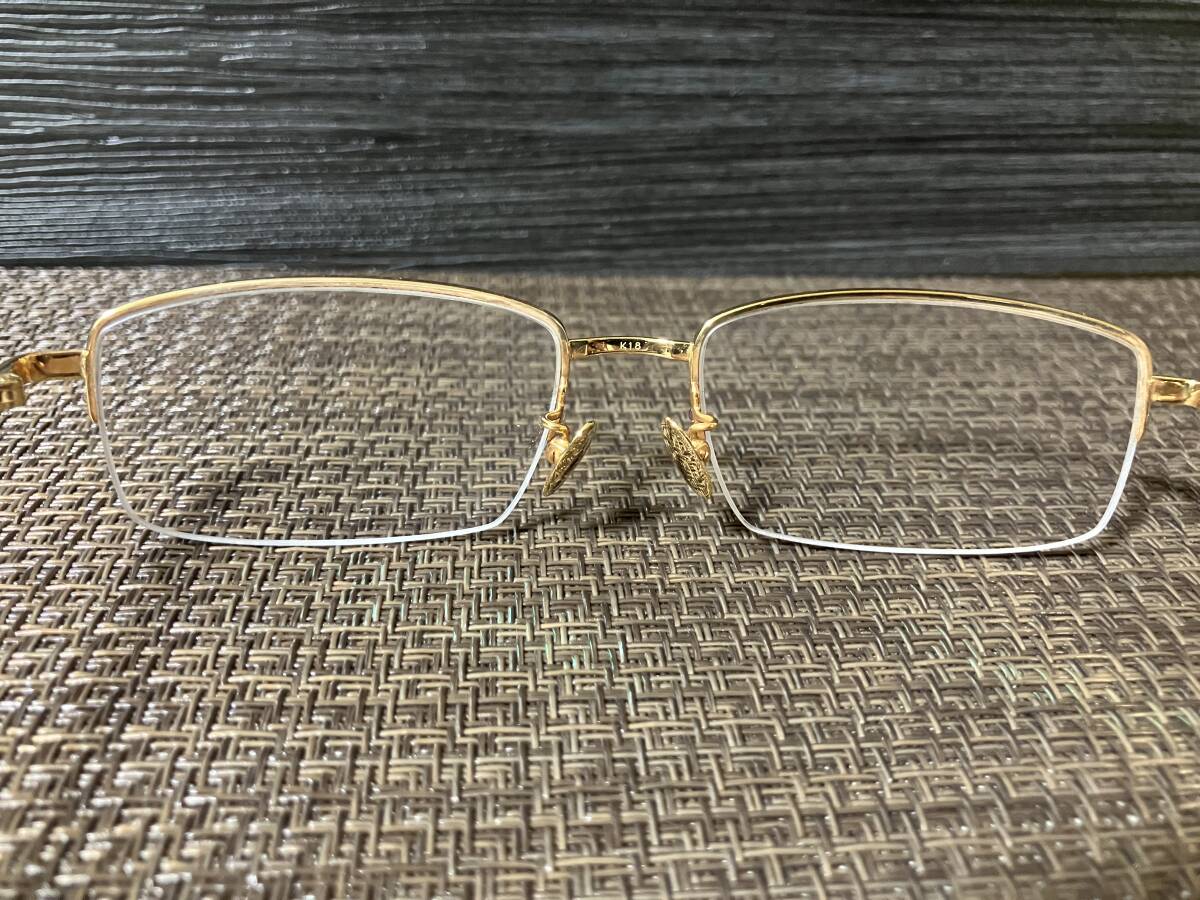 トリプル銀座にて購入 本物 金無垢 メガネ K18 市場流通量の圧倒的に少ないモデル イエローゴールド ナイロール 眼鏡 サングラス 老眼鏡の画像3