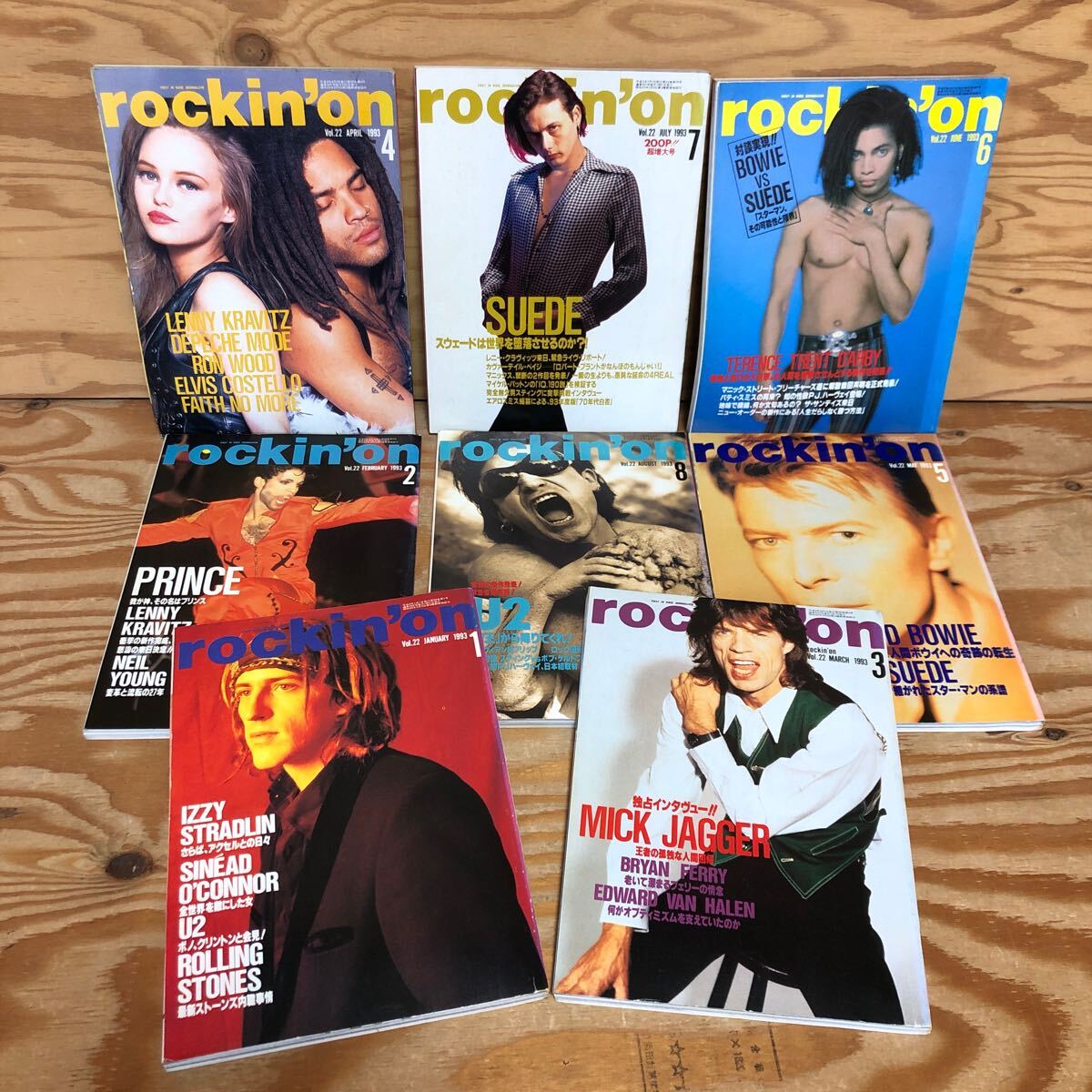 K3B1-240425 レア［ロッキング・オン rockin'on 1993年 1月号～8月号 まとめて8冊セット］遂に武道館に降臨！レニー・クラヴィッツ来日_画像1