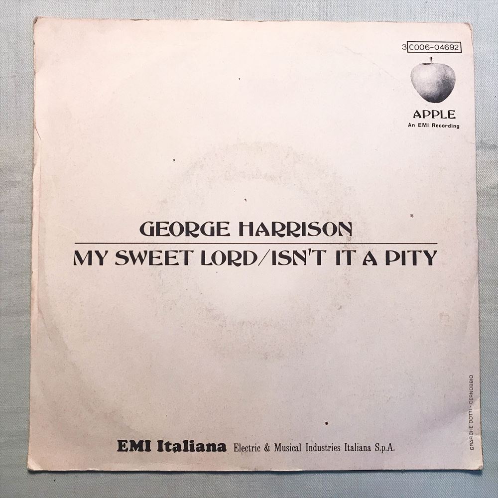 ◆イタリアORG◆ GEORGE HARRISON / MY SWEET LORD ◆貴重ジャケット付き/両面アンスライスアップル_画像2