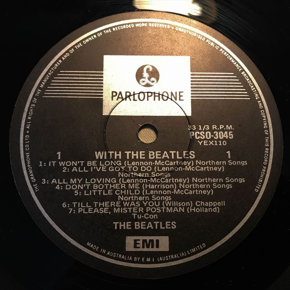 * Australia LP* WITH THE BEATLES *1 EMI PARLOPHONE label 