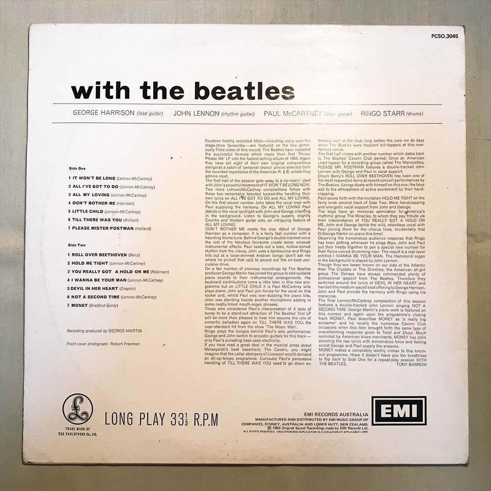 * Australia LP* WITH THE BEATLES *1 EMI PARLOPHONE label 