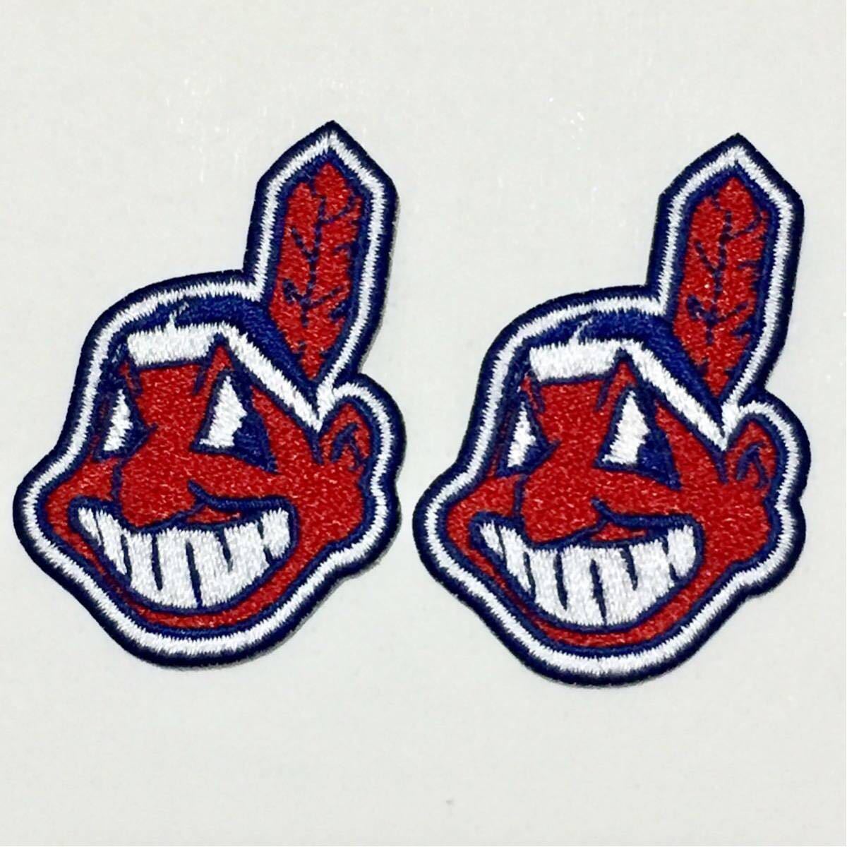 MLB クリーブランド・インディアンス 顔 ミニサイズワッペン (約5cm) ２枚セット 青の画像1