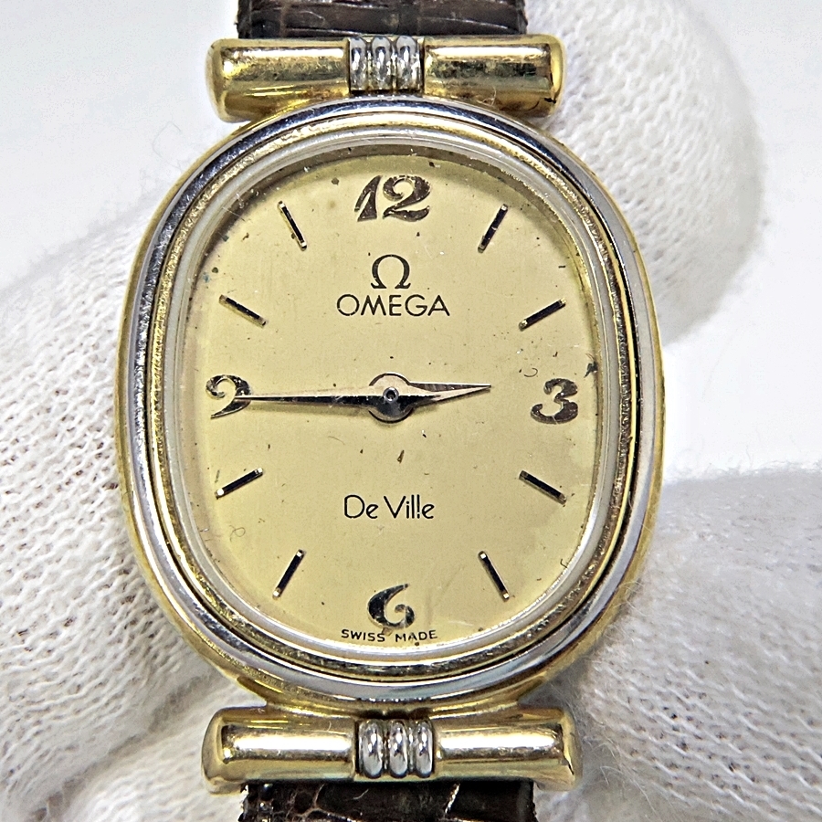 OMEGA Deville 1387 オメガ デビル プッシュリューズ レディース クォーツ 腕時計 難有り 004FCZFI01の画像2