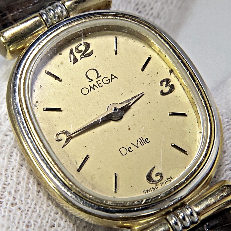 OMEGA Deville 1387 オメガ デビル プッシュリューズ レディース クォーツ 腕時計 難有り 004FCZFI01の画像3