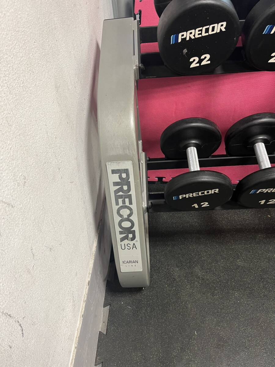 PRECOR プリコー ウレタンダンベルセット 12ｋｇから30ｋｇ 2ｋｇ刻み 各二本 専用ダンベルラック付きの画像7