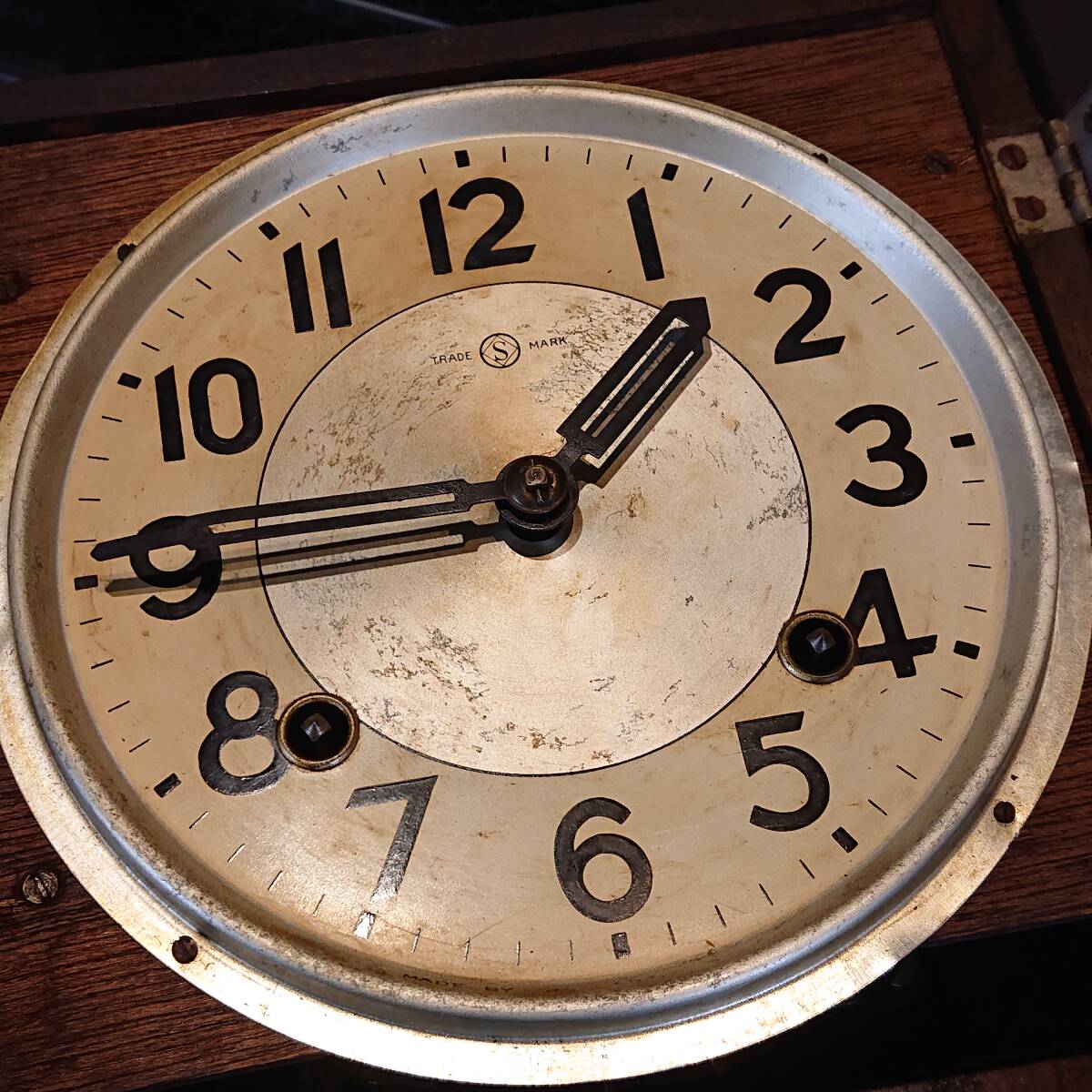 A02-0401 昭和レトロ 古時計 振子時計 掛時計 ゼンマイ式 小型 動作品の画像8