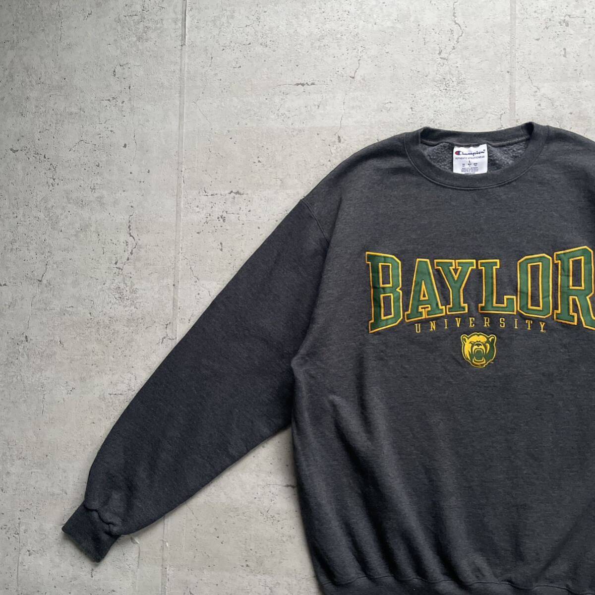 champion チャンピオン カレッジロゴ BAYLOR クルーネック スウェット トレーナー チャコールグレー L_画像1