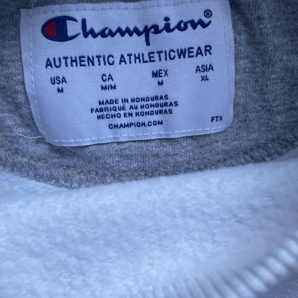 champion チャンピオン ワッペン ワンポイントロゴ クルーネック スウェット トレーナー ホワイト Mの画像4