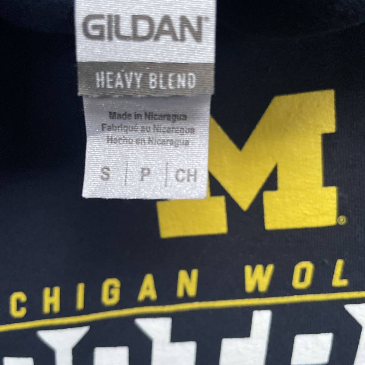 GILDAN ギルダン カレッジロゴ MICHIGAN プルオーバー パーカー ネイビー S_画像4