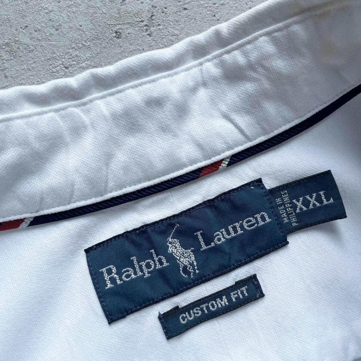 ポロラルフローレン ポケット付き USAワッペン オックスフォードシャツ ホワイト XXL rrl ラルフローレンの画像4