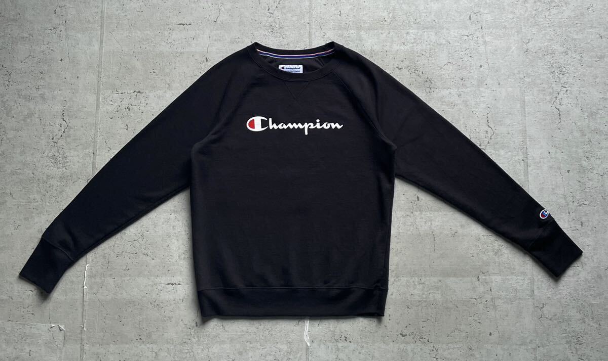 champion チャンピオン プリント ワンポイントロゴ クルーネック スウェット トレーナー ブラック Mの画像2