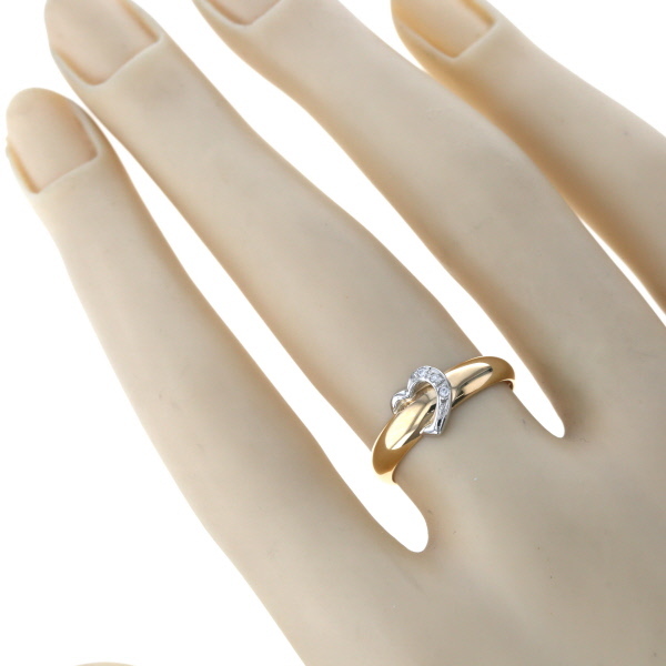 K18YG Pt900 yellow gold platinum ring diamond 0.01ct heart motif design ring 10 number [ new goods finish settled ][zz][ used ]