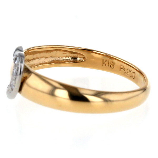 K18YG Pt900 yellow gold platinum ring diamond 0.01ct heart motif design ring 10 number [ new goods finish settled ][zz][ used ]