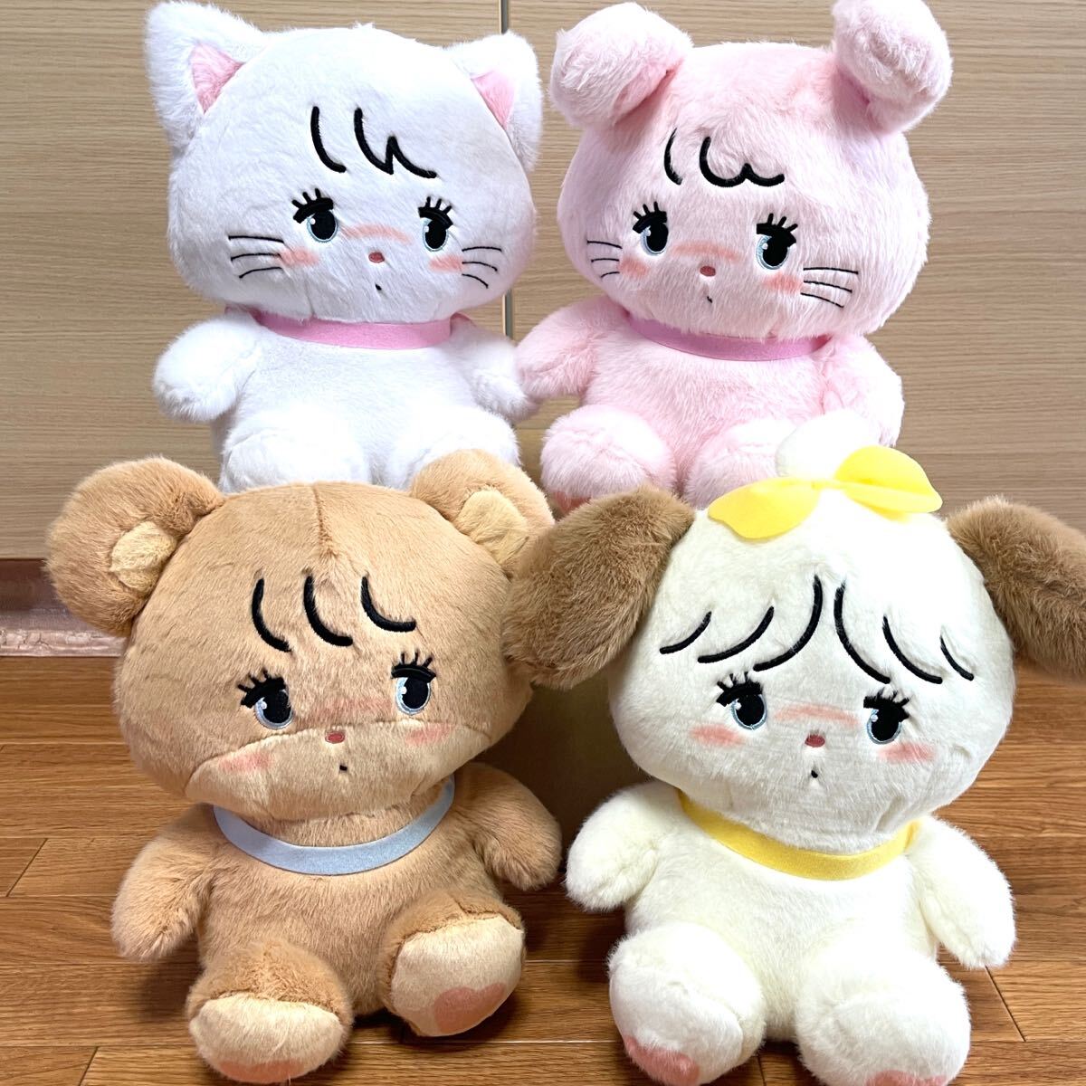 [ new goods unused ]mikko characters BIG soft toy all 4 kind mikomikko illustrations mousse Latte Cami - souffle 