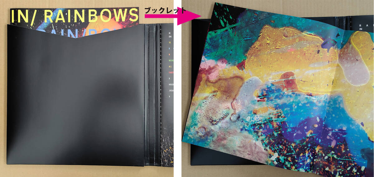 REDIO HEAD ★ レディオヘッド ★ IN RAINBOWS ★45回転 LPレコード2枚+CD2枚 ★ 海外盤 ★ 中古品 ★ 貴重盤_本体を見開いて：ブックレット