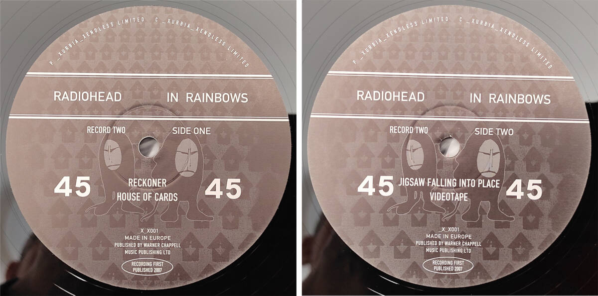 REDIO HEAD ★ レディオヘッド ★ IN RAINBOWS ★45回転 LPレコード2枚+CD2枚 ★ 海外盤 ★ 中古品 ★ 貴重盤_レコード2（収録曲）