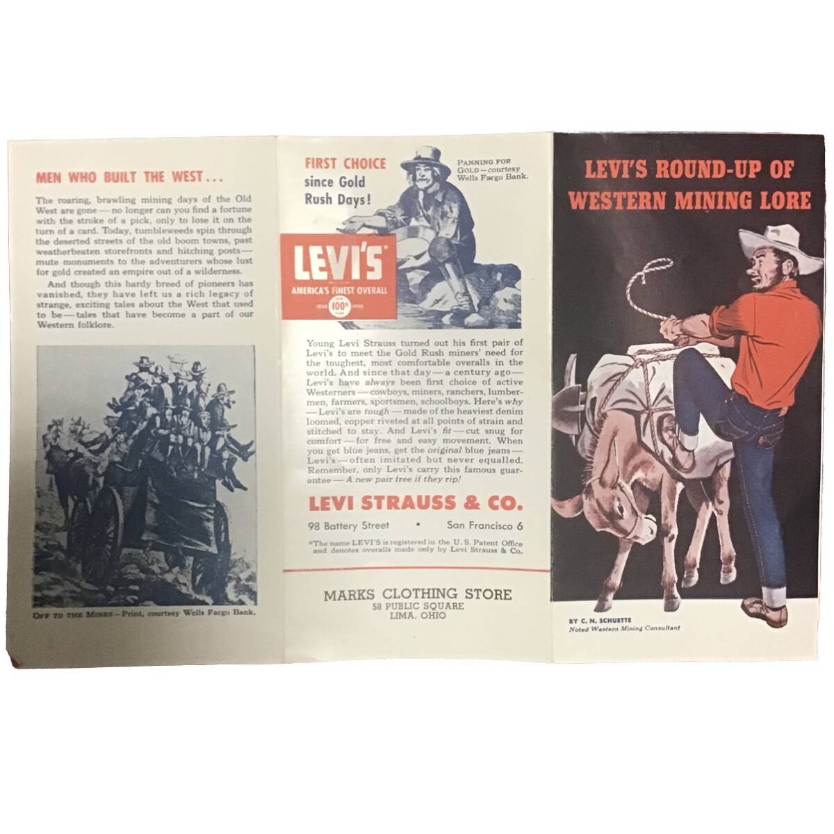 激レア NOS 50s 100周年 Vintage LEVIS ノベルティ インクブロッター WESTERN MINING LORE パンフレット / サドルマン 501 506 507 XX BigE_画像9