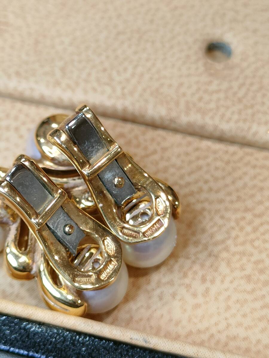 a988 BVLGARI K18yg イヤリング パール ケース付きの画像6