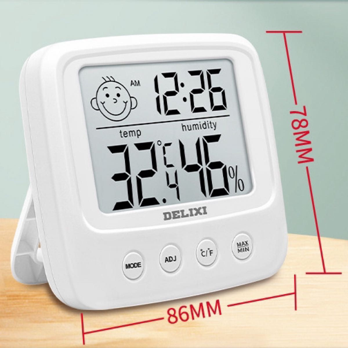 温湿度計　アラーム機能付き　湿度計　温度計　デジタル　時計　コンパクト 卓上