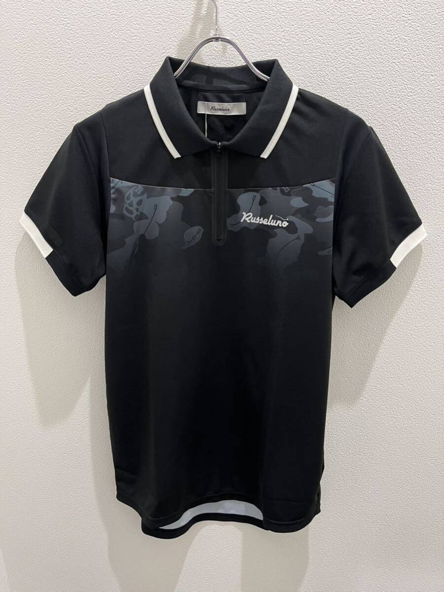 【50%OFF】メンズ ゴルフウエアー ラッセルノ RS-2020353 半袖シャツ ブラック サイズ4（M）(78)定価24,000円の画像1