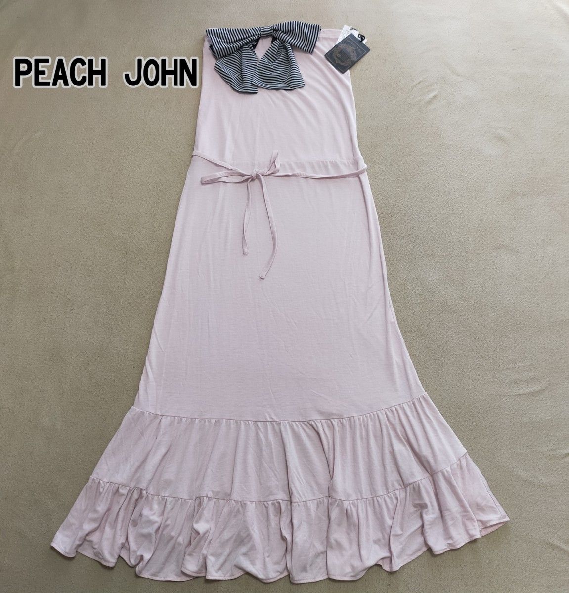 PEACH JOHN　リボンマキシドレス　ピンク　ワンピース　ロング　未使用　ピーチジョン
