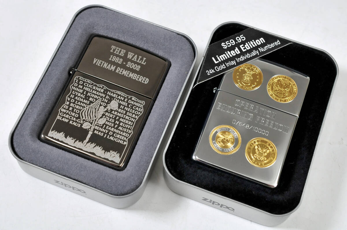 【ZIPPO】 ZIPPO OPERATION ENDURING FREEDOM 24Kゴールド THE WALL 2点 オイルライター 0302117-19の画像2