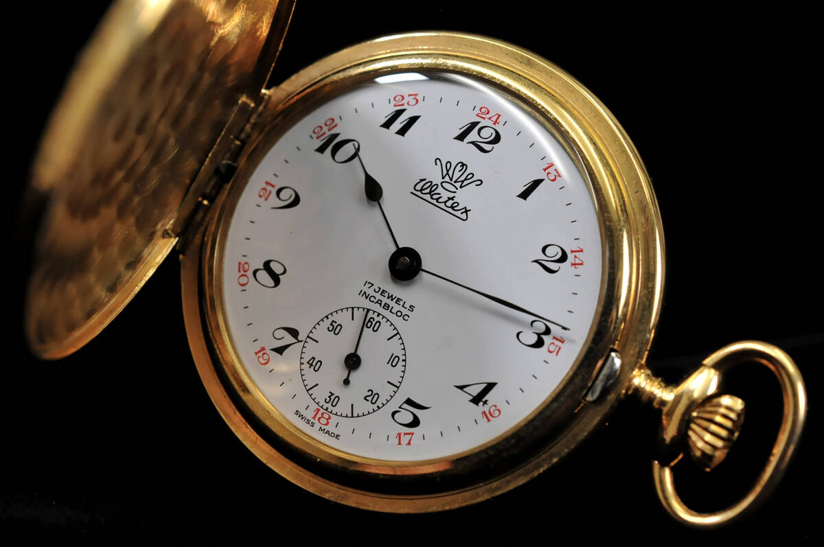  карманные часы WATEX.. 2 -слойный . Showa небо .. внизу .. ранг 60 год сувенир * передвижной товар Швейцария производства 0304182-1
