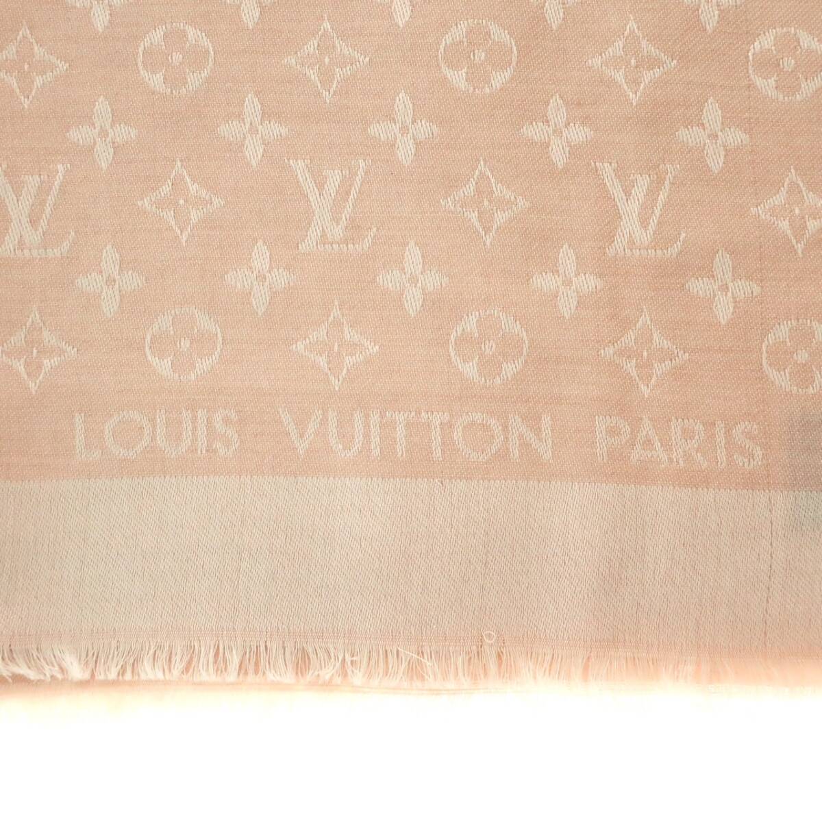 1円スタート 美品 LOUIS VUITTON ルイヴィトン ストール 401910 モノグラム ショール 服飾 小物 シルク 絹 ウール ピンク レディース