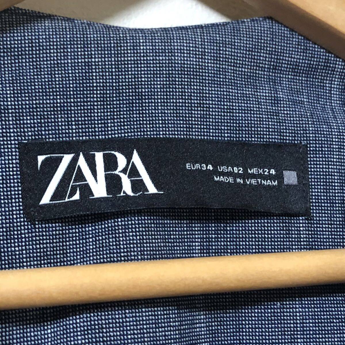 未使用品 ZARA ザラ スーツ 34 グレー ノーカラー セットアップ ジャケット スラックス パンツ _画像9