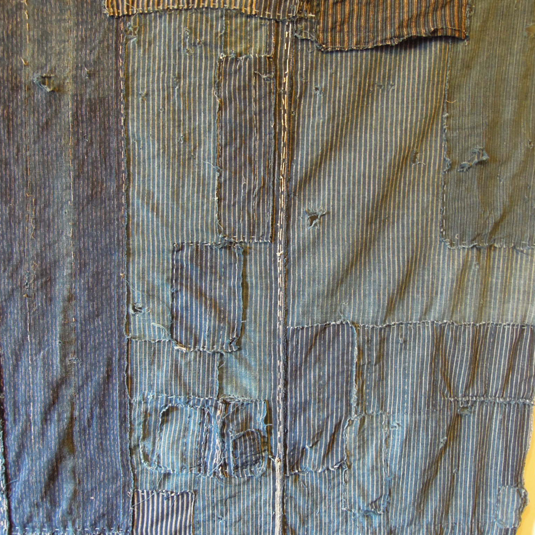 ボロ 古布 継ぎ接ぎ 縞木綿 藍染め 襤褸 vintage boro cotton patchwork old fabrics textileの画像4