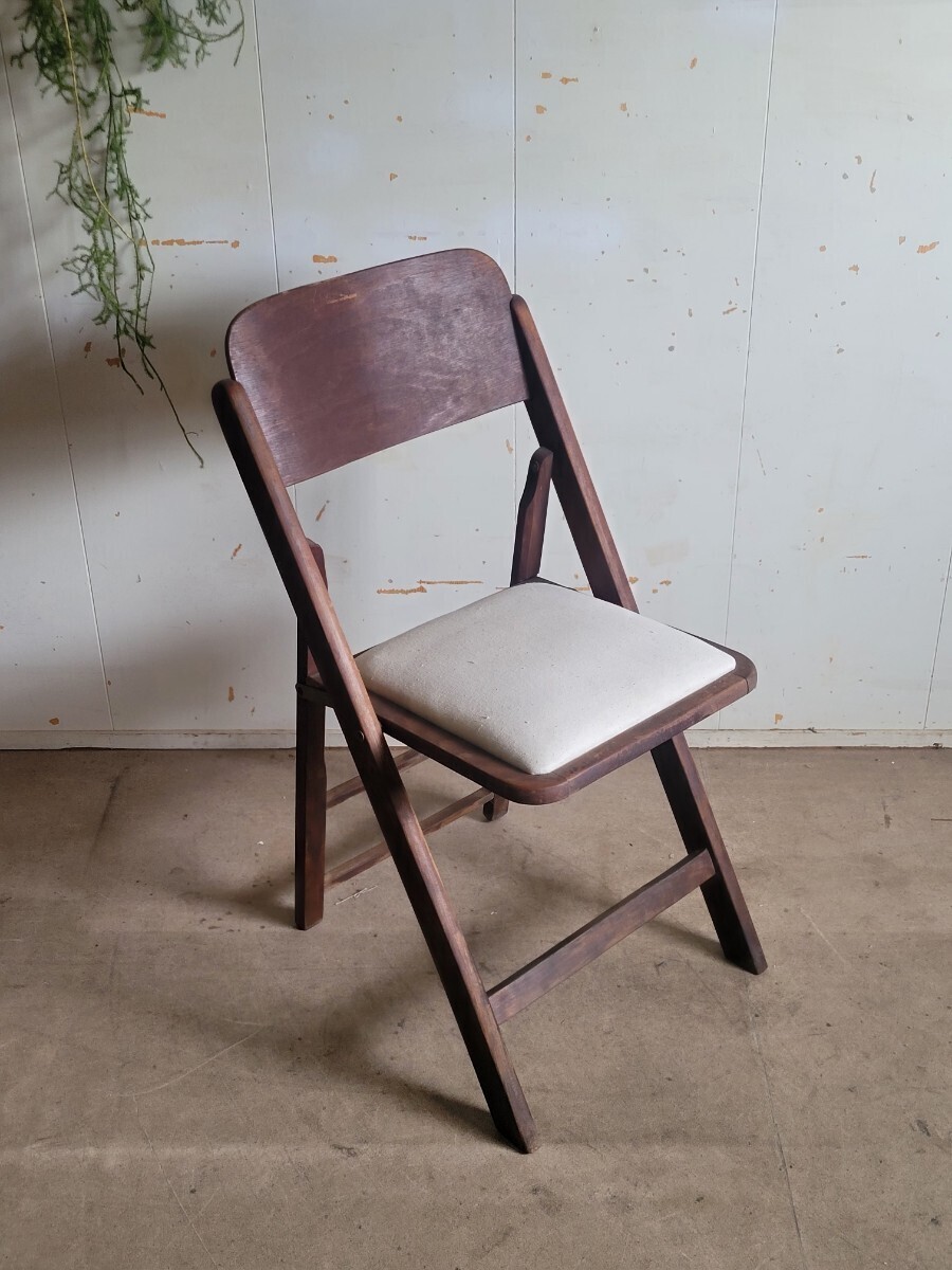 ヴィンテージ 折り畳み椅子Folding Chair フォールディングチェア 折り畳み椅子 イス 家具 キャンプ アウトドア アンティーク _画像8